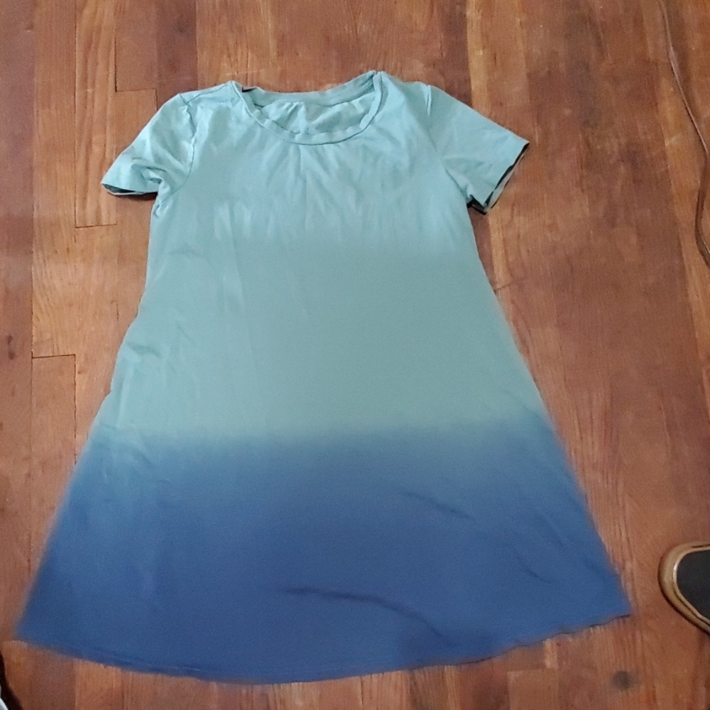 Blue Green Ombre TShirt Dress